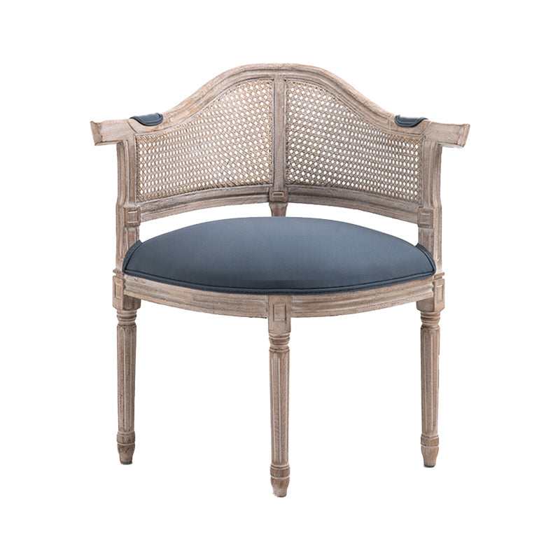 Country Style Wicker Dining Chairs Dining Room Arm Chair With Natural Legs Dark Blue 1 Piece Clearhalo ' kitchen&dining_furn' 'Dining Chairs' 'Dining Tables & Seating' 'dining_chair' 'furn' 'furn_dining_chair' 'Furniture' 'furniture_dining_chair' 'Kitchen & Dining Furniture' 'kitchen' 3544946