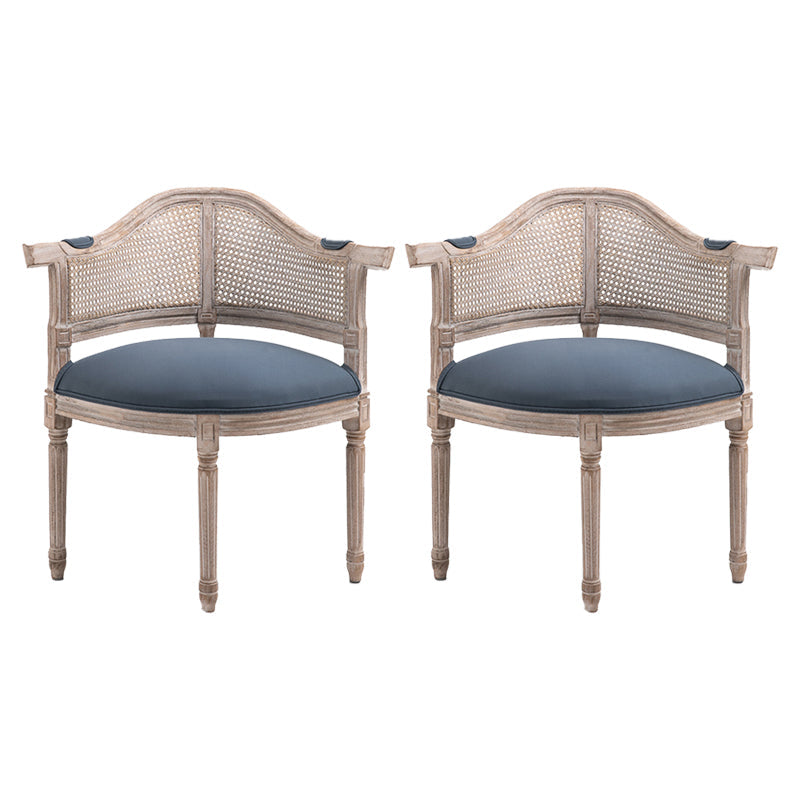 Country Style Wicker Dining Chairs Dining Room Arm Chair With Natural Legs Dark Blue 2 Piece Set Clearhalo ' kitchen&dining_furn' 'Dining Chairs' 'Dining Tables & Seating' 'dining_chair' 'furn' 'furn_dining_chair' 'Furniture' 'furniture_dining_chair' 'Kitchen & Dining Furniture' 'kitchen' 3544947