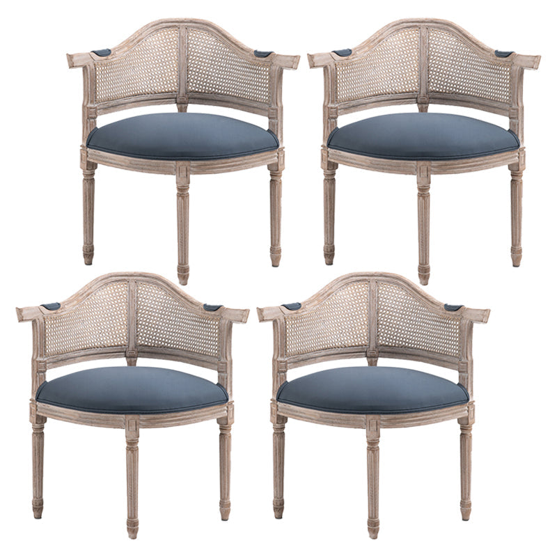 Country Style Wicker Dining Chairs Dining Room Arm Chair With Natural Legs Dark Blue 4 Piece Set Clearhalo ' kitchen&dining_furn' 'Dining Chairs' 'Dining Tables & Seating' 'dining_chair' 'furn' 'furn_dining_chair' 'Furniture' 'furniture_dining_chair' 'Kitchen & Dining Furniture' 'kitchen' 3544948