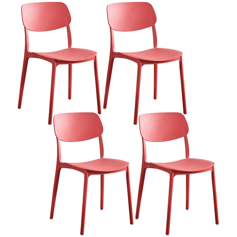 Glam Style Plastic Side Chair Matte Finish Open Back Home Use Dining Chair Red Set of 4 Clearhalo ' kitchen&dining_furn' 'Dining Chairs' 'Dining Tables & Seating' 'dining_chair' 'Furniture' 'furniture_dining_chair' 'Kitchen & Dining Furniture' 'kitchen' 3564232