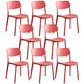 Glam Style Plastic Side Chair Matte Finish Open Back Home Use Dining Chair Red Set of 8 Clearhalo ' kitchen&dining_furn' 'Dining Chairs' 'Dining Tables & Seating' 'dining_chair' 'Furniture' 'furniture_dining_chair' 'Kitchen & Dining Furniture' 'kitchen' 3564233