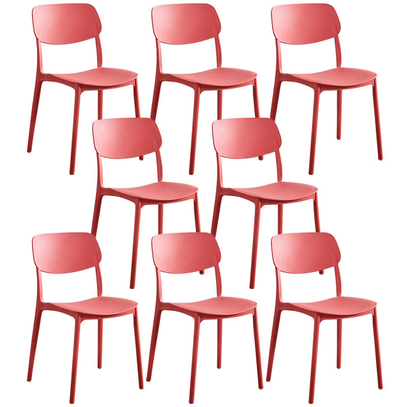 Glam Style Plastic Side Chair Matte Finish Open Back Home Use Dining Chair Red Set of 8 Clearhalo ' kitchen&dining_furn' 'Dining Chairs' 'Dining Tables & Seating' 'dining_chair' 'Furniture' 'furniture_dining_chair' 'Kitchen & Dining Furniture' 'kitchen' 3564233