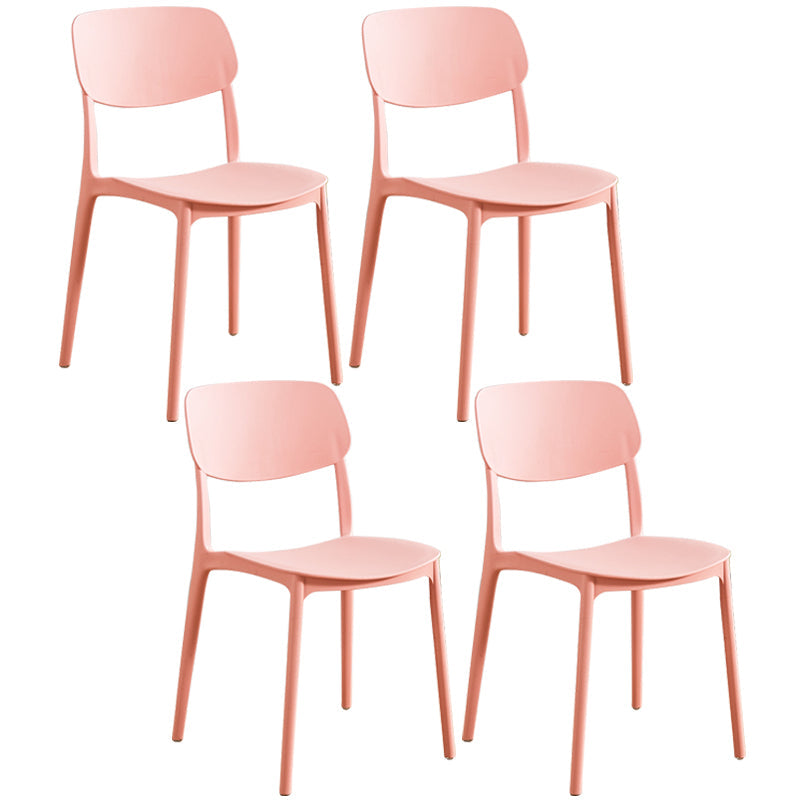 Glam Style Plastic Side Chair Matte Finish Open Back Home Use Dining Chair Pink Set of 4 Clearhalo ' kitchen&dining_furn' 'Dining Chairs' 'Dining Tables & Seating' 'dining_chair' 'Furniture' 'furniture_dining_chair' 'Kitchen & Dining Furniture' 'kitchen' 3564236