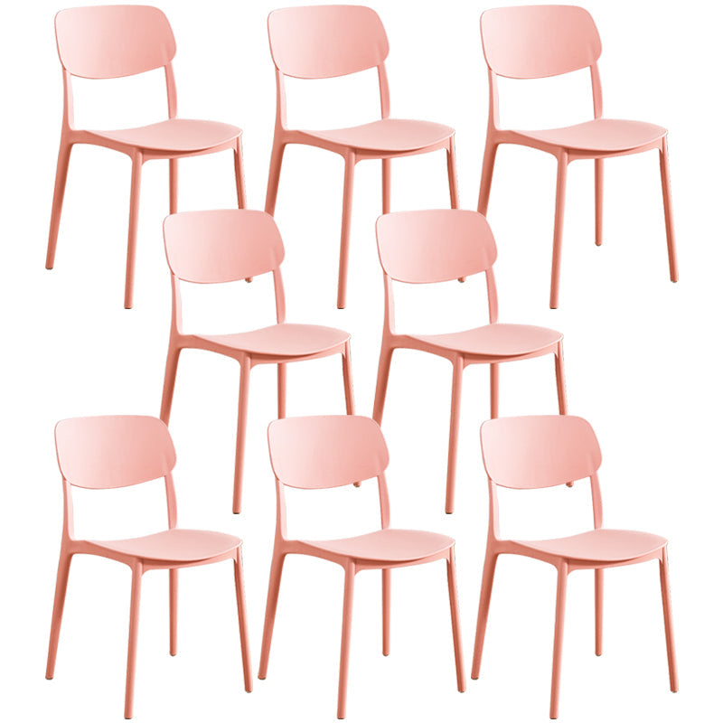 Glam Style Plastic Side Chair Matte Finish Open Back Home Use Dining Chair Pink Set of 8 Clearhalo ' kitchen&dining_furn' 'Dining Chairs' 'Dining Tables & Seating' 'dining_chair' 'Furniture' 'furniture_dining_chair' 'Kitchen & Dining Furniture' 'kitchen' 3564237
