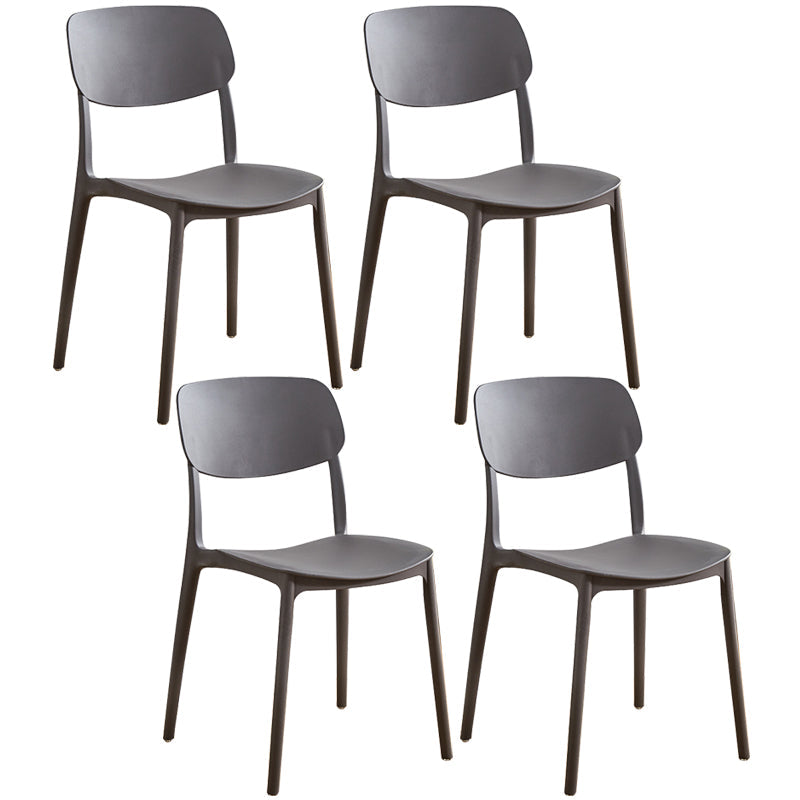 Glam Style Plastic Side Chair Matte Finish Open Back Home Use Dining Chair Grey Set of 4 Clearhalo ' kitchen&dining_furn' 'Dining Chairs' 'Dining Tables & Seating' 'dining_chair' 'Furniture' 'furniture_dining_chair' 'Kitchen & Dining Furniture' 'kitchen' 3564240