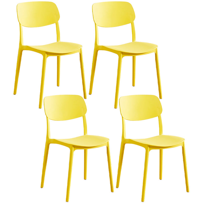 Glam Style Plastic Side Chair Matte Finish Open Back Home Use Dining Chair Yellow Set of 4 Clearhalo ' kitchen&dining_furn' 'Dining Chairs' 'Dining Tables & Seating' 'dining_chair' 'Furniture' 'furniture_dining_chair' 'Kitchen & Dining Furniture' 'kitchen' 3564244