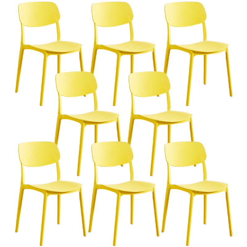 Glam Style Plastic Side Chair Matte Finish Open Back Home Use Dining Chair Yellow Set of 8 Clearhalo ' kitchen&dining_furn' 'Dining Chairs' 'Dining Tables & Seating' 'dining_chair' 'Furniture' 'furniture_dining_chair' 'Kitchen & Dining Furniture' 'kitchen' 3564246