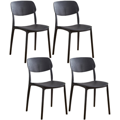Glam Style Plastic Side Chair Matte Finish Open Back Home Use Dining Chair Black Set of 4 Clearhalo ' kitchen&dining_furn' 'Dining Chairs' 'Dining Tables & Seating' 'dining_chair' 'Furniture' 'furniture_dining_chair' 'Kitchen & Dining Furniture' 'kitchen' 3564247