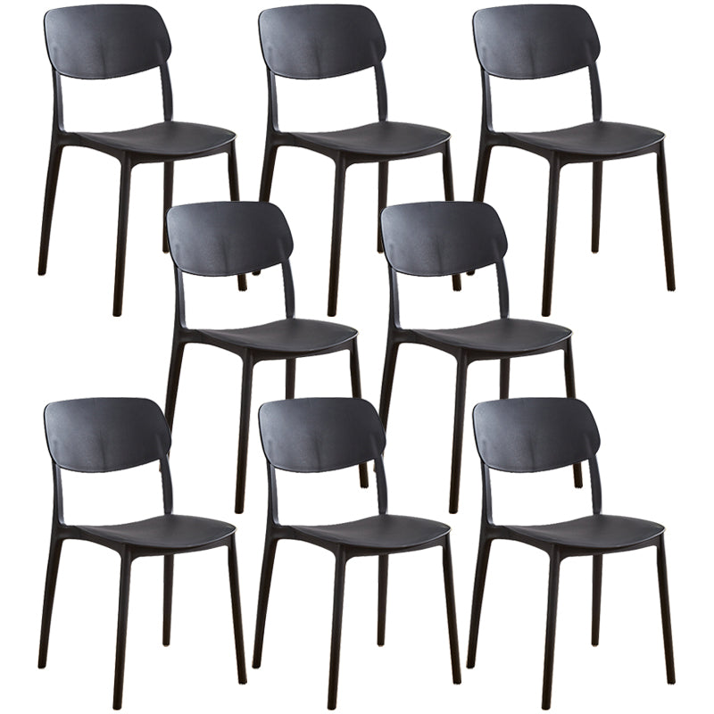Glam Style Plastic Side Chair Matte Finish Open Back Home Use Dining Chair Black Set of 8 Clearhalo ' kitchen&dining_furn' 'Dining Chairs' 'Dining Tables & Seating' 'dining_chair' 'Furniture' 'furniture_dining_chair' 'Kitchen & Dining Furniture' 'kitchen' 3564250