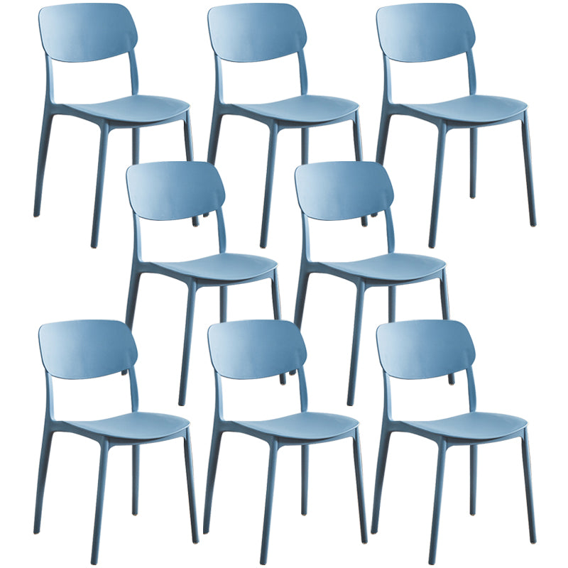 Glam Style Plastic Side Chair Matte Finish Open Back Home Use Dining Chair Blue Set of 8 Clearhalo ' kitchen&dining_furn' 'Dining Chairs' 'Dining Tables & Seating' 'dining_chair' 'Furniture' 'furniture_dining_chair' 'Kitchen & Dining Furniture' 'kitchen' 3564253