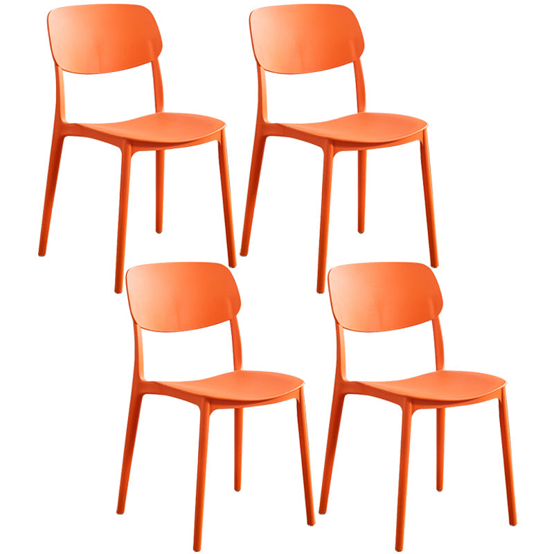 Glam Style Plastic Side Chair Matte Finish Open Back Home Use Dining Chair Orange Set of 4 Clearhalo ' kitchen&dining_furn' 'Dining Chairs' 'Dining Tables & Seating' 'dining_chair' 'Furniture' 'furniture_dining_chair' 'Kitchen & Dining Furniture' 'kitchen' 3564254