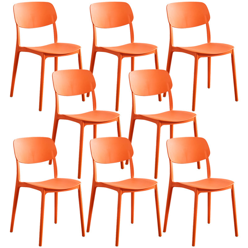 Glam Style Plastic Side Chair Matte Finish Open Back Home Use Dining Chair Orange Set of 8 Clearhalo ' kitchen&dining_furn' 'Dining Chairs' 'Dining Tables & Seating' 'dining_chair' 'Furniture' 'furniture_dining_chair' 'Kitchen & Dining Furniture' 'kitchen' 3564255