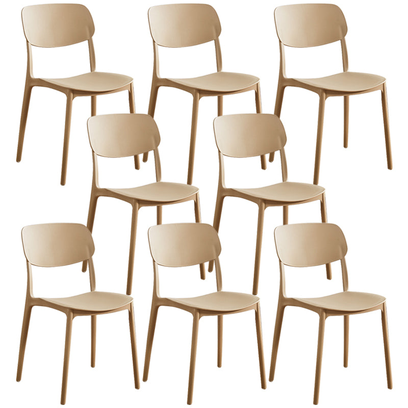 Glam Style Plastic Side Chair Matte Finish Open Back Home Use Dining Chair Brown Set of 8 Clearhalo ' kitchen&dining_furn' 'Dining Chairs' 'Dining Tables & Seating' 'dining_chair' 'Furniture' 'furniture_dining_chair' 'Kitchen & Dining Furniture' 'kitchen' 3564257