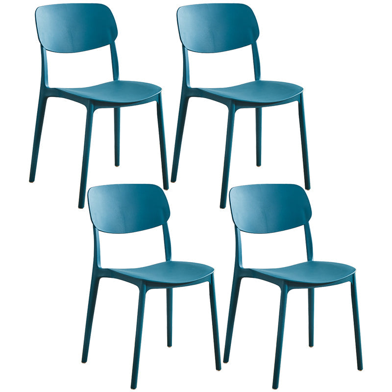 Glam Style Plastic Side Chair Matte Finish Open Back Home Use Dining Chair Peacock Blue Set of 4 Clearhalo ' kitchen&dining_furn' 'Dining Chairs' 'Dining Tables & Seating' 'dining_chair' 'Furniture' 'furniture_dining_chair' 'Kitchen & Dining Furniture' 'kitchen' 3564258