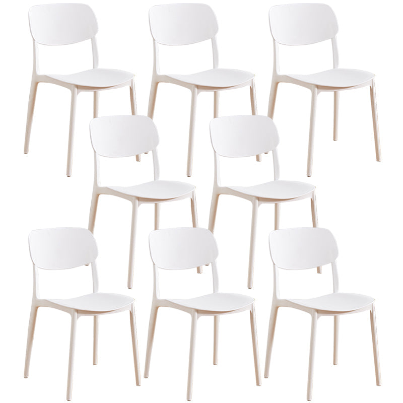 Glam Style Plastic Side Chair Matte Finish Open Back Home Use Dining Chair White Set of 8 Clearhalo ' kitchen&dining_furn' 'Dining Chairs' 'Dining Tables & Seating' 'dining_chair' 'Furniture' 'furniture_dining_chair' 'Kitchen & Dining Furniture' 'kitchen' 3564263