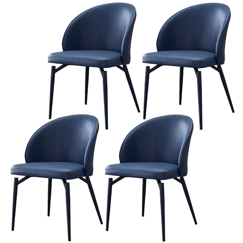 Nordic Metal Armless Dining Chairs Restaurant Open Back Dining Side Chair Navy 4 Piece Set Clearhalo ' kitchen&dining_furn' 'Dining Chairs' 'Dining Tables & Seating' 'dining_chair' 'furn' 'furn_dining_chair' 'Furniture' 'furniture_dining_chair' 'Kitchen & Dining Furniture' 'kitchen' 3564267
