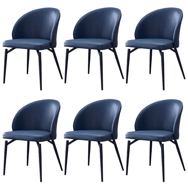 Nordic Metal Armless Dining Chairs Restaurant Open Back Dining Side Chair Navy 6 Piece Set Clearhalo ' kitchen&dining_furn' 'Dining Chairs' 'Dining Tables & Seating' 'dining_chair' 'furn' 'furn_dining_chair' 'Furniture' 'furniture_dining_chair' 'Kitchen & Dining Furniture' 'kitchen' 3564269