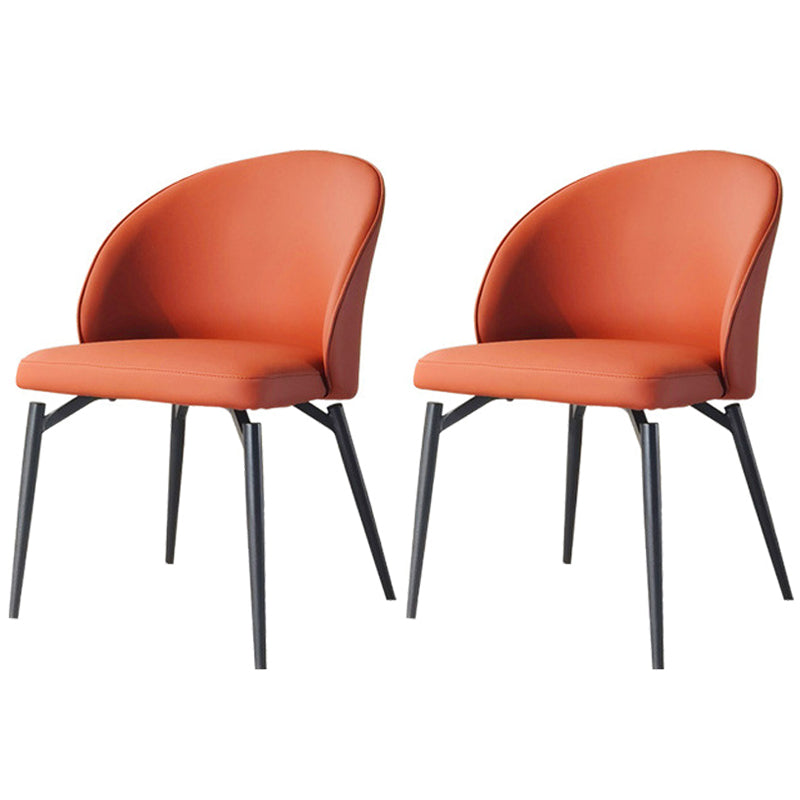 Nordic Metal Armless Dining Chairs Restaurant Open Back Dining Side Chair Orange 2 Piece Set Clearhalo ' kitchen&dining_furn' 'Dining Chairs' 'Dining Tables & Seating' 'dining_chair' 'furn' 'furn_dining_chair' 'Furniture' 'furniture_dining_chair' 'Kitchen & Dining Furniture' 'kitchen' 3564271