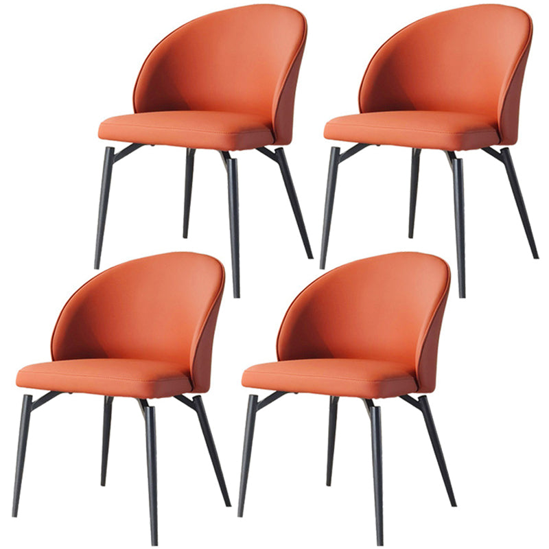 Nordic Metal Armless Dining Chairs Restaurant Open Back Dining Side Chair Orange 4 Piece Set Clearhalo ' kitchen&dining_furn' 'Dining Chairs' 'Dining Tables & Seating' 'dining_chair' 'furn' 'furn_dining_chair' 'Furniture' 'furniture_dining_chair' 'Kitchen & Dining Furniture' 'kitchen' 3564273