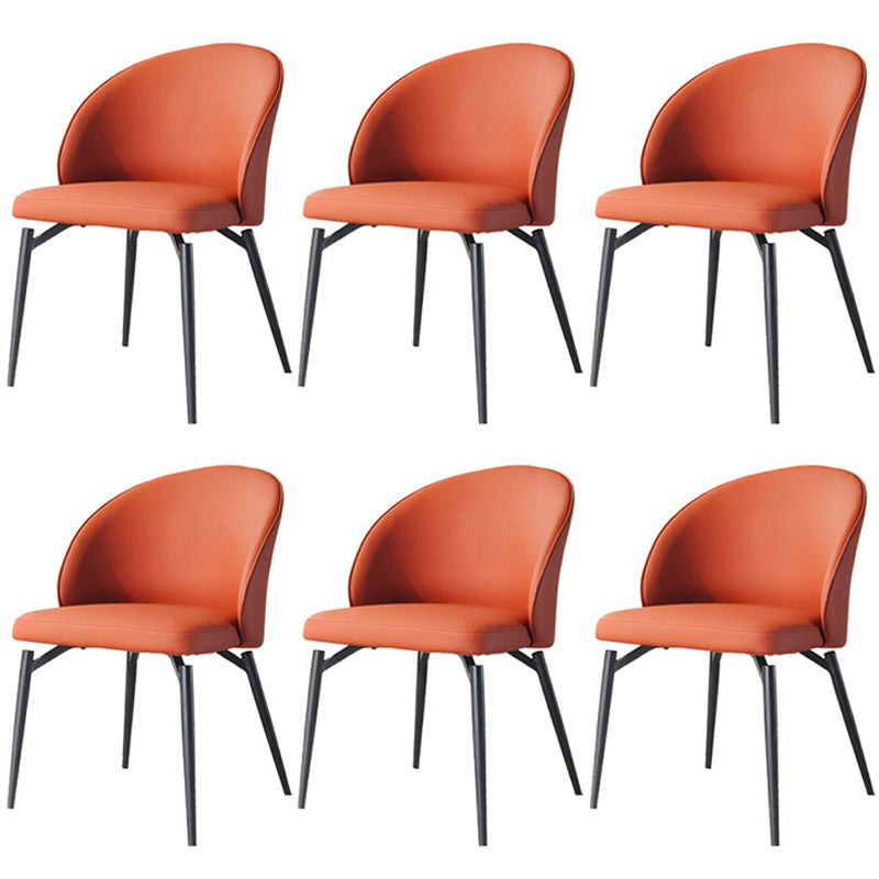 Nordic Metal Armless Dining Chairs Restaurant Open Back Dining Side Chair Orange 6 Piece Set Clearhalo ' kitchen&dining_furn' 'Dining Chairs' 'Dining Tables & Seating' 'dining_chair' 'furn' 'furn_dining_chair' 'Furniture' 'furniture_dining_chair' 'Kitchen & Dining Furniture' 'kitchen' 3564275