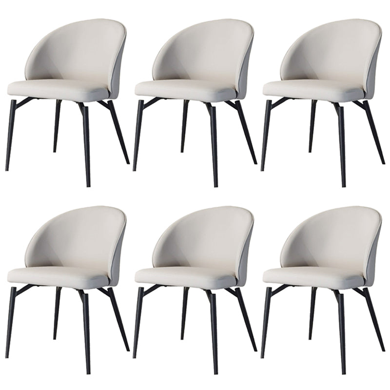 Nordic Metal Armless Dining Chairs Restaurant Open Back Dining Side Chair White 6 Piece Set Clearhalo ' kitchen&dining_furn' 'Dining Chairs' 'Dining Tables & Seating' 'dining_chair' 'furn' 'furn_dining_chair' 'Furniture' 'furniture_dining_chair' 'Kitchen & Dining Furniture' 'kitchen' 3564286