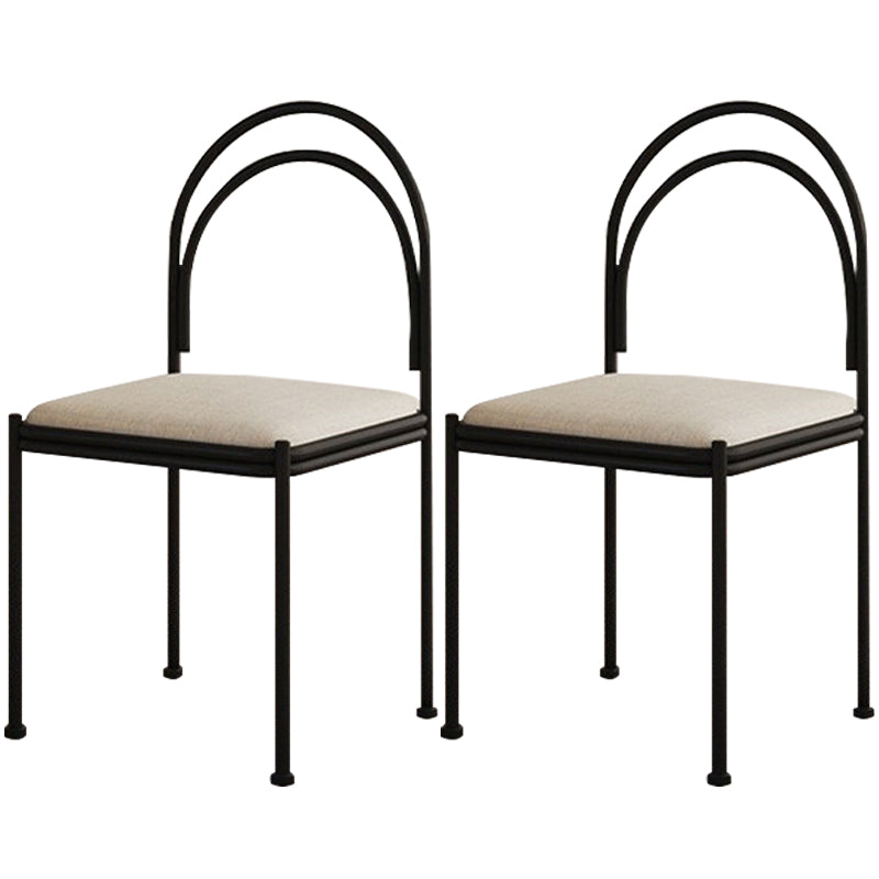 Scandinavian Metal Dining Chair Open Back Restaurant Dining Side Chair Yellow Fabric 2 Piece Set Clearhalo ' kitchen&dining_furn' 'Dining Chairs' 'Dining Tables & Seating' 'dining_chair' 'furn' 'furn_dining_chair' 'Furniture' 'furniture_dining_chair' 'Kitchen & Dining Furniture' 'kitchen' 3564292