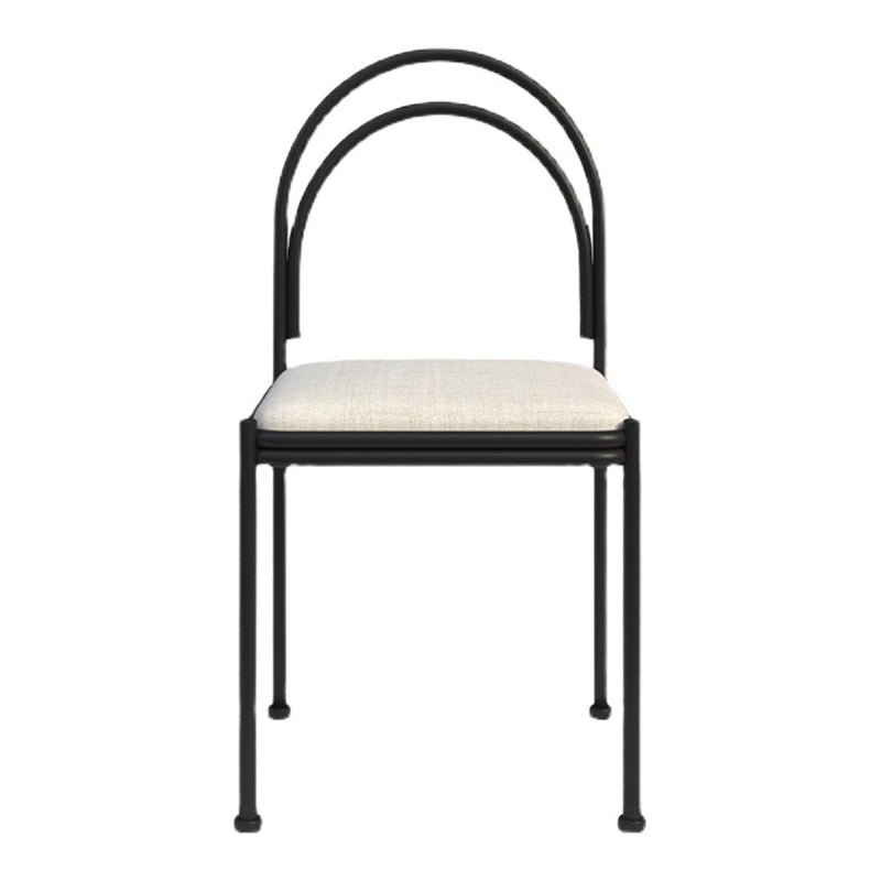 Scandinavian Metal Dining Chair Open Back Restaurant Dining Side Chair Off-White Fabric 1 Piece Clearhalo ' kitchen&dining_furn' 'Dining Chairs' 'Dining Tables & Seating' 'dining_chair' 'furn' 'furn_dining_chair' 'Furniture' 'furniture_dining_chair' 'Kitchen & Dining Furniture' 'kitchen' 3564295