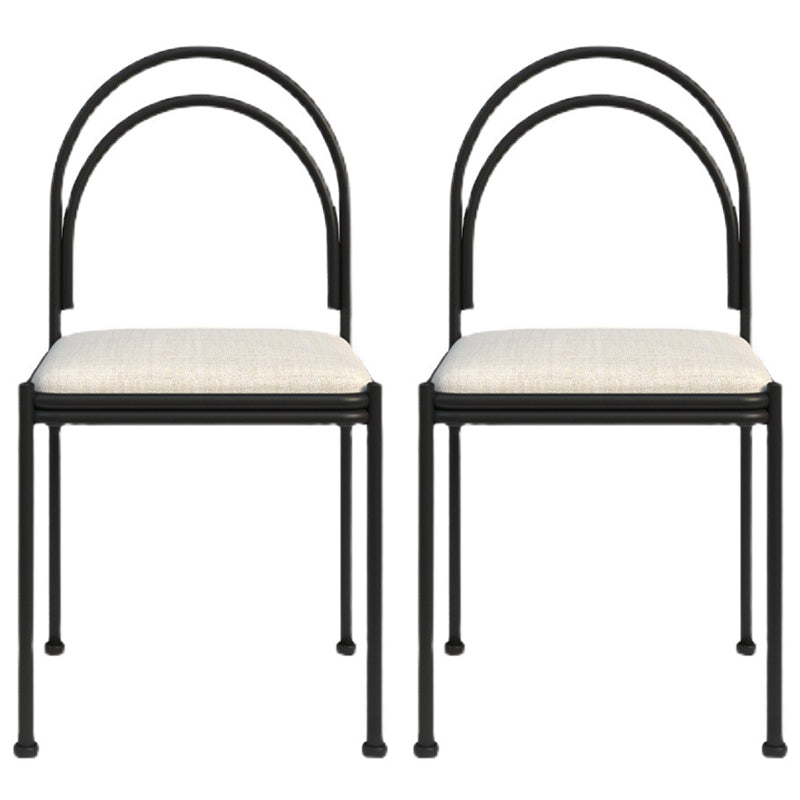 Scandinavian Metal Dining Chair Open Back Restaurant Dining Side Chair Off-White Fabric 2 Piece Set Clearhalo ' kitchen&dining_furn' 'Dining Chairs' 'Dining Tables & Seating' 'dining_chair' 'furn' 'furn_dining_chair' 'Furniture' 'furniture_dining_chair' 'Kitchen & Dining Furniture' 'kitchen' 3564298
