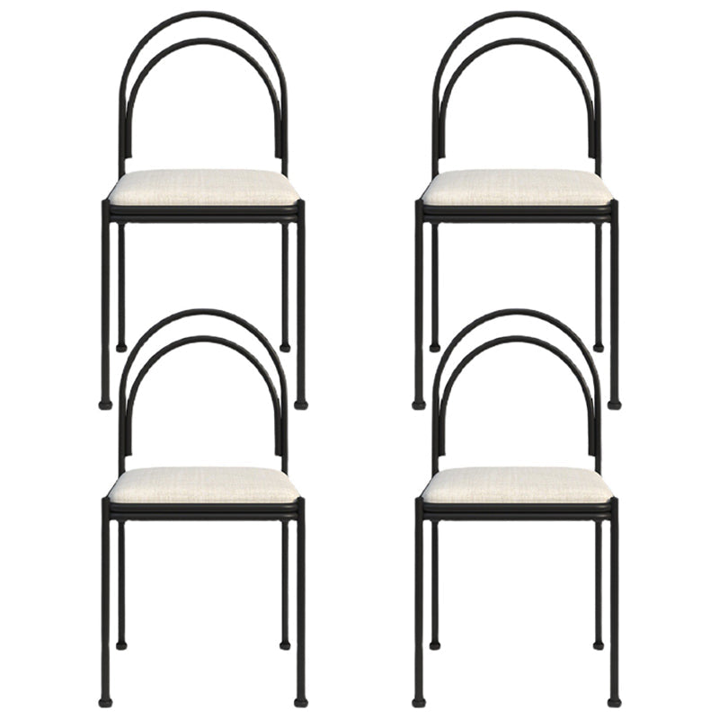 Scandinavian Metal Dining Chair Open Back Restaurant Dining Side Chair Off-White Fabric 4 Piece Set Clearhalo ' kitchen&dining_furn' 'Dining Chairs' 'Dining Tables & Seating' 'dining_chair' 'furn' 'furn_dining_chair' 'Furniture' 'furniture_dining_chair' 'Kitchen & Dining Furniture' 'kitchen' 3564299