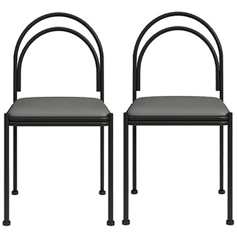 Scandinavian Metal Dining Chair Open Back Restaurant Dining Side Chair Grey Leather 2 Piece Set Clearhalo ' kitchen&dining_furn' 'Dining Chairs' 'Dining Tables & Seating' 'dining_chair' 'furn' 'furn_dining_chair' 'Furniture' 'furniture_dining_chair' 'Kitchen & Dining Furniture' 'kitchen' 3564308
