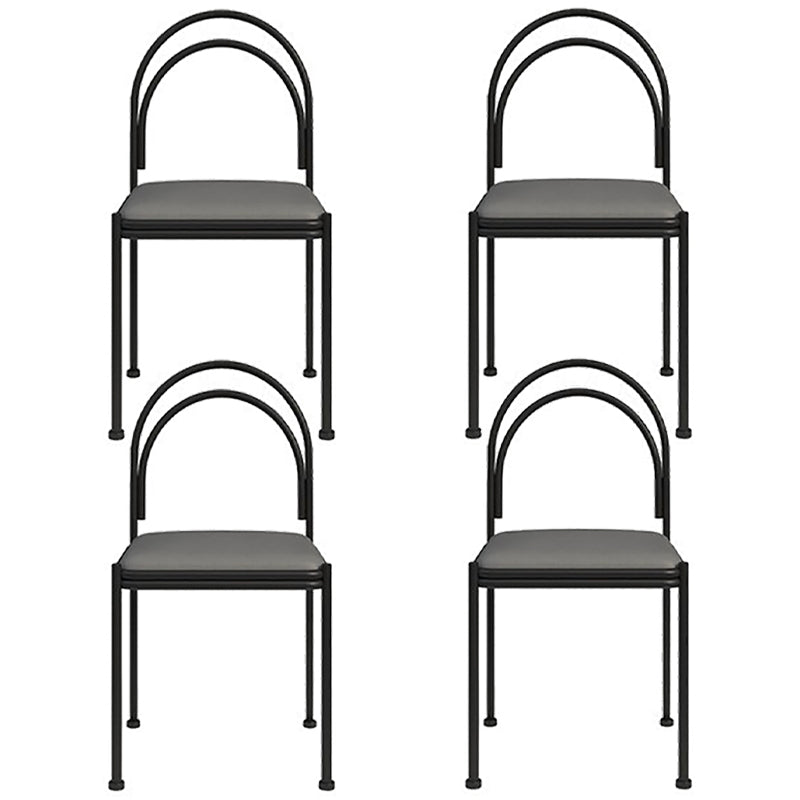 Scandinavian Metal Dining Chair Open Back Restaurant Dining Side Chair Grey Leather 4 Piece Set Clearhalo ' kitchen&dining_furn' 'Dining Chairs' 'Dining Tables & Seating' 'dining_chair' 'furn' 'furn_dining_chair' 'Furniture' 'furniture_dining_chair' 'Kitchen & Dining Furniture' 'kitchen' 3564309