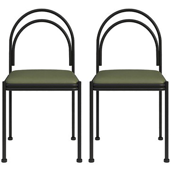 Scandinavian Metal Dining Chair Open Back Restaurant Dining Side Chair Green Leather 2 Piece Set Clearhalo ' kitchen&dining_furn' 'Dining Chairs' 'Dining Tables & Seating' 'dining_chair' 'furn' 'furn_dining_chair' 'Furniture' 'furniture_dining_chair' 'Kitchen & Dining Furniture' 'kitchen' 3564311
