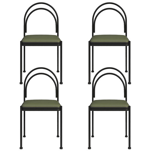 Scandinavian Metal Dining Chair Open Back Restaurant Dining Side Chair Green Leather 4 Piece Set Clearhalo ' kitchen&dining_furn' 'Dining Chairs' 'Dining Tables & Seating' 'dining_chair' 'furn' 'furn_dining_chair' 'Furniture' 'furniture_dining_chair' 'Kitchen & Dining Furniture' 'kitchen' 3564312
