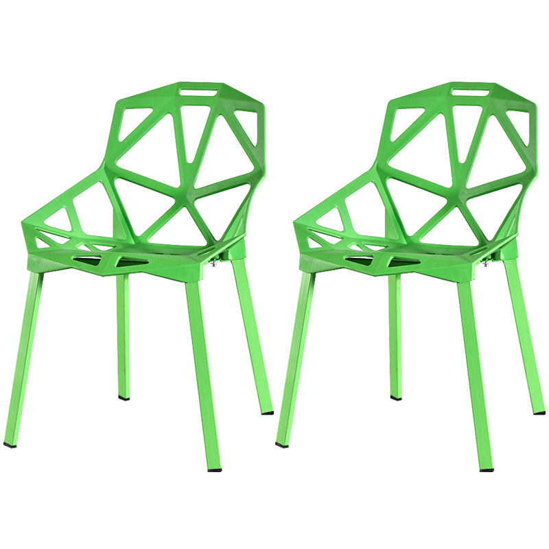 Contemporary Kitchen Plastic Armless Dining chair Cross Back Side Chair for Home Use Green 2 Piece Set Clearhalo ' kitchen&dining_furn' 'Dining Chairs' 'Dining Tables & Seating' 'dining_chair' 'furn' 'furn_dining_chair' 'Furniture' 'furniture_dining_chair' 'Kitchen & Dining Furniture' 'kitchen' 3564314