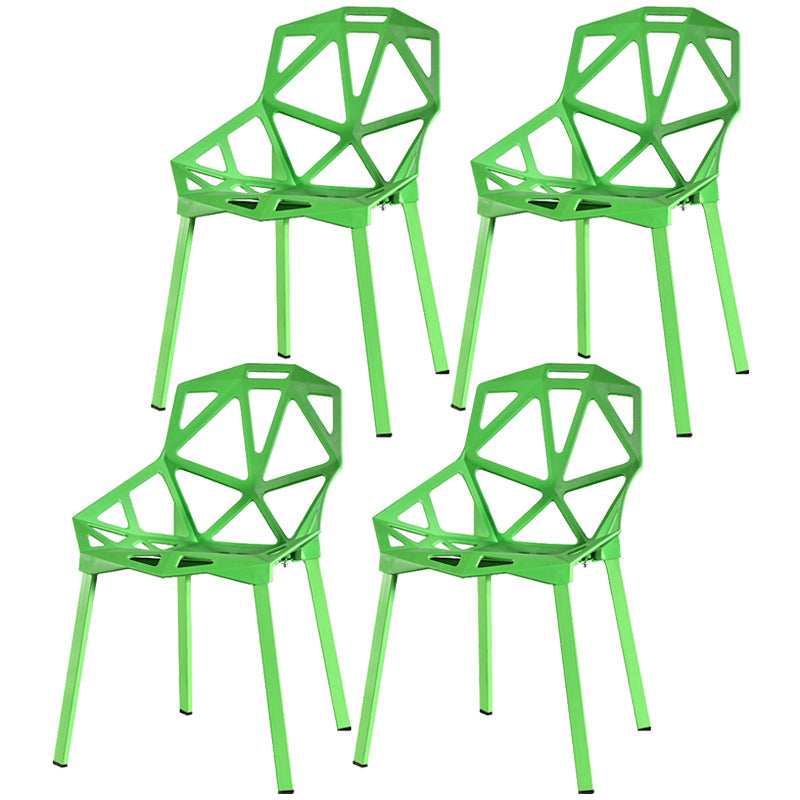 Contemporary Kitchen Plastic Armless Dining chair Cross Back Side Chair for Home Use Green 4 Piece Set Clearhalo ' kitchen&dining_furn' 'Dining Chairs' 'Dining Tables & Seating' 'dining_chair' 'furn' 'furn_dining_chair' 'Furniture' 'furniture_dining_chair' 'Kitchen & Dining Furniture' 'kitchen' 3564315