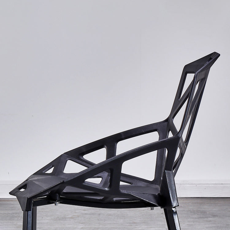 Contemporary Kitchen Plastic Armless Dining chair Cross Back Side Chair for Home Use Clearhalo ' kitchen&dining_furn' 'Dining Chairs' 'Dining Tables & Seating' 'dining_chair' 'furn' 'furn_dining_chair' 'Furniture' 'furniture_dining_chair' 'Kitchen & Dining Furniture' 'kitchen' 3564325