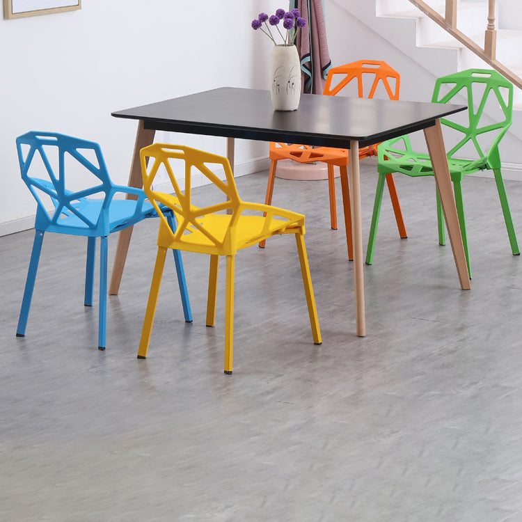 Contemporary Kitchen Plastic Armless Dining chair Cross Back Side Chair for Home Use Clearhalo ' kitchen&dining_furn' 'Dining Chairs' 'Dining Tables & Seating' 'dining_chair' 'furn' 'furn_dining_chair' 'Furniture' 'furniture_dining_chair' 'Kitchen & Dining Furniture' 'kitchen' 3564333