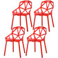 Contemporary Kitchen Plastic Armless Dining chair Cross Back Side Chair for Home Use Red 4 Piece Set Clearhalo ' kitchen&dining_furn' 'Dining Chairs' 'Dining Tables & Seating' 'dining_chair' 'furn' 'furn_dining_chair' 'Furniture' 'furniture_dining_chair' 'Kitchen & Dining Furniture' 'kitchen' 3564334