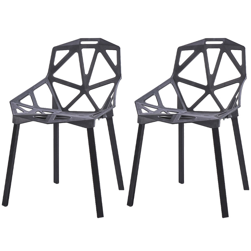 Contemporary Kitchen Plastic Armless Dining chair Cross Back Side Chair for Home Use Black 2 Piece Set Clearhalo ' kitchen&dining_furn' 'Dining Chairs' 'Dining Tables & Seating' 'dining_chair' 'furn' 'furn_dining_chair' 'Furniture' 'furniture_dining_chair' 'Kitchen & Dining Furniture' 'kitchen' 3564337