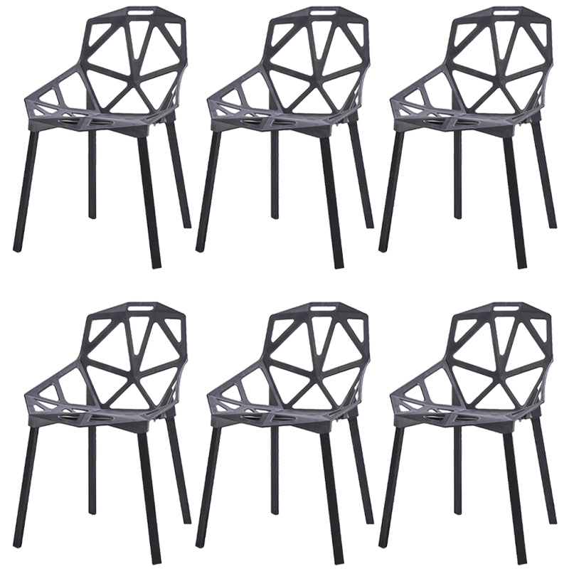 Contemporary Kitchen Plastic Armless Dining chair Cross Back Side Chair for Home Use Black 6 Piece Set Clearhalo ' kitchen&dining_furn' 'Dining Chairs' 'Dining Tables & Seating' 'dining_chair' 'furn' 'furn_dining_chair' 'Furniture' 'furniture_dining_chair' 'Kitchen & Dining Furniture' 'kitchen' 3564342