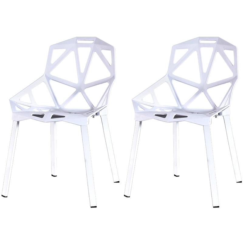 Contemporary Kitchen Plastic Armless Dining chair Cross Back Side Chair for Home Use White 2 Piece Set Clearhalo ' kitchen&dining_furn' 'Dining Chairs' 'Dining Tables & Seating' 'dining_chair' 'furn' 'furn_dining_chair' 'Furniture' 'furniture_dining_chair' 'Kitchen & Dining Furniture' 'kitchen' 3564343