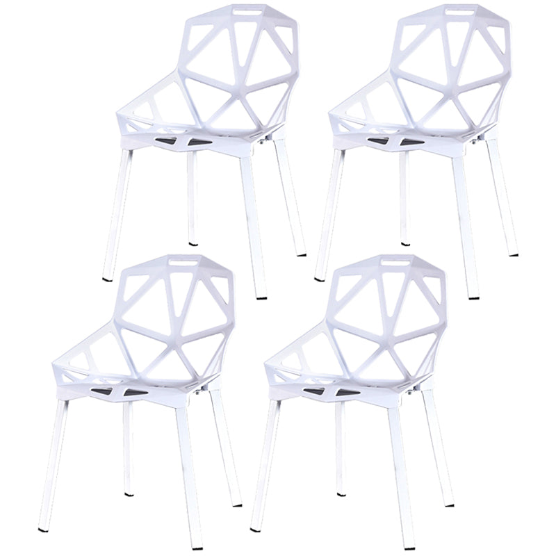 Contemporary Kitchen Plastic Armless Dining chair Cross Back Side Chair for Home Use White 4 Piece Set Clearhalo ' kitchen&dining_furn' 'Dining Chairs' 'Dining Tables & Seating' 'dining_chair' 'furn' 'furn_dining_chair' 'Furniture' 'furniture_dining_chair' 'Kitchen & Dining Furniture' 'kitchen' 3564344