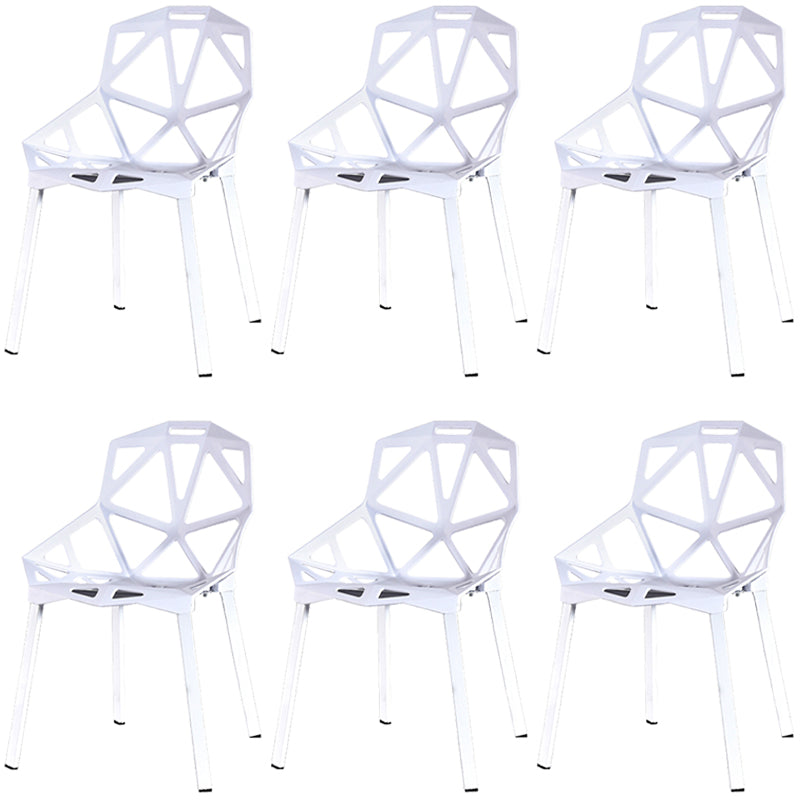 Contemporary Kitchen Plastic Armless Dining chair Cross Back Side Chair for Home Use White 6 Piece Set Clearhalo ' kitchen&dining_furn' 'Dining Chairs' 'Dining Tables & Seating' 'dining_chair' 'furn' 'furn_dining_chair' 'Furniture' 'furniture_dining_chair' 'Kitchen & Dining Furniture' 'kitchen' 3564345