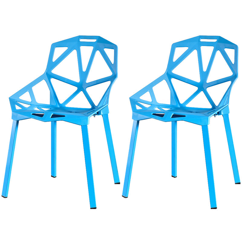 Contemporary Kitchen Plastic Armless Dining chair Cross Back Side Chair for Home Use Sky Blue 2 Piece Set Clearhalo ' kitchen&dining_furn' 'Dining Chairs' 'Dining Tables & Seating' 'dining_chair' 'furn' 'furn_dining_chair' 'Furniture' 'furniture_dining_chair' 'Kitchen & Dining Furniture' 'kitchen' 3564346