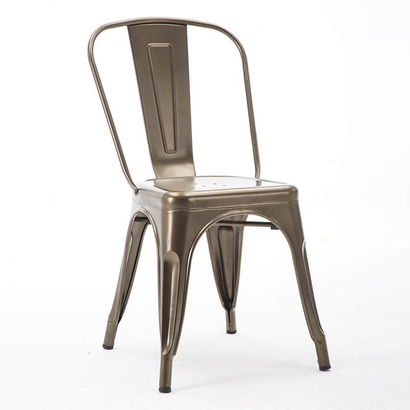 Industrial Dining Chair Slat Back Chair with 4 Metal Legs for Home Use Brown Metal 1 Piece Clearhalo ' kitchen&dining_furn' 'Dining Chairs' 'Dining Tables & Seating' 'dining_chair' 'furn' 'furn_dining_chair' 'Furniture' 'furniture_dining_chair' 'Kitchen & Dining Furniture' 'kitchen' 3564350