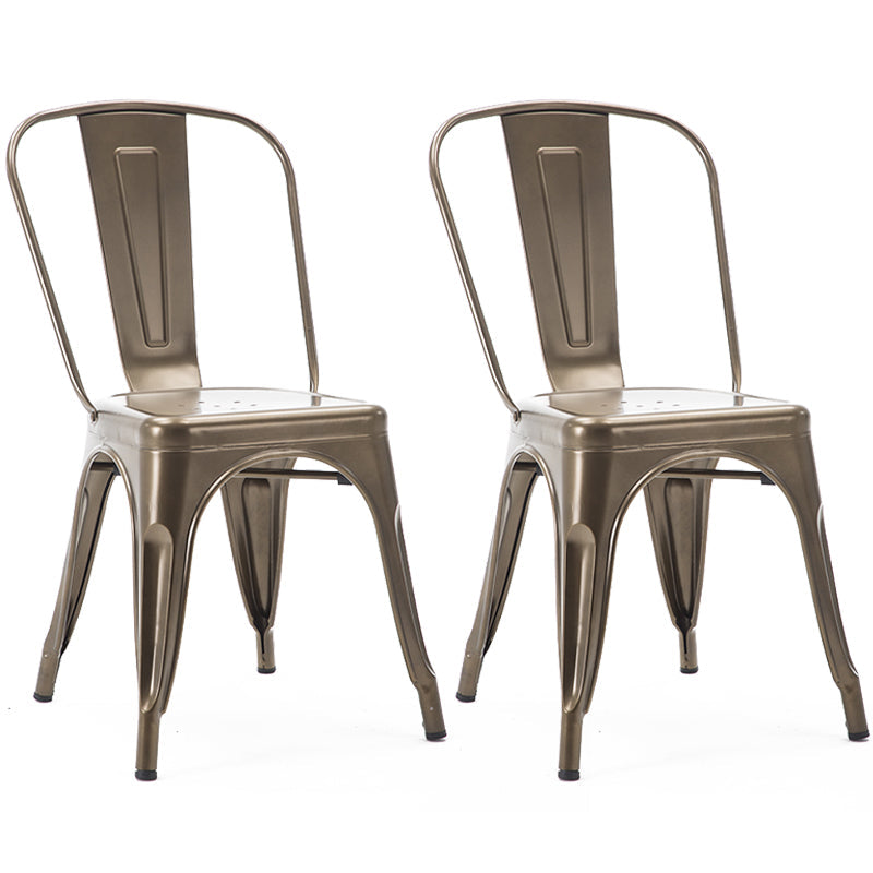 Industrial Dining Chair Slat Back Chair with 4 Metal Legs for Home Use Brown Metal 2 Piece Set Clearhalo ' kitchen&dining_furn' 'Dining Chairs' 'Dining Tables & Seating' 'dining_chair' 'furn' 'furn_dining_chair' 'Furniture' 'furniture_dining_chair' 'Kitchen & Dining Furniture' 'kitchen' 3564352