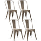 Industrial Dining Chair Slat Back Chair with 4 Metal Legs for Home Use Brown Metal 4 Piece Set Clearhalo ' kitchen&dining_furn' 'Dining Chairs' 'Dining Tables & Seating' 'dining_chair' 'furn' 'furn_dining_chair' 'Furniture' 'furniture_dining_chair' 'Kitchen & Dining Furniture' 'kitchen' 3564353