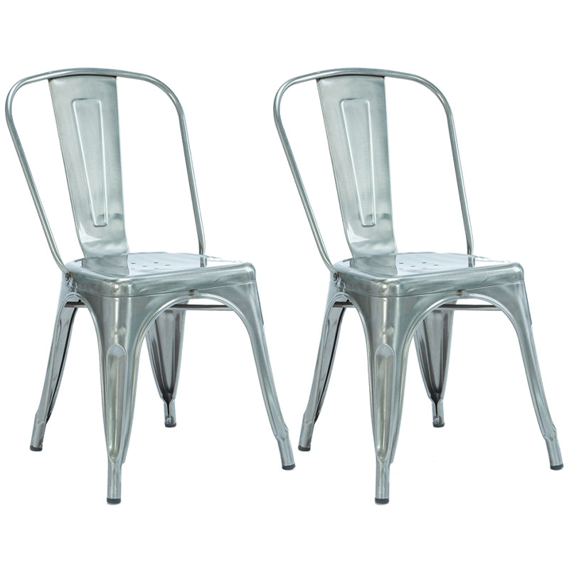 Industrial Dining Chair Slat Back Chair with 4 Metal Legs for Home Use Silver Metal 2 Piece Set Clearhalo ' kitchen&dining_furn' 'Dining Chairs' 'Dining Tables & Seating' 'dining_chair' 'furn' 'furn_dining_chair' 'Furniture' 'furniture_dining_chair' 'Kitchen & Dining Furniture' 'kitchen' 3564357