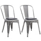 Industrial Dining Chair Slat Back Chair with 4 Metal Legs for Home Use Silver Faux Leather 2 Piece Set Clearhalo ' kitchen&dining_furn' 'Dining Chairs' 'Dining Tables & Seating' 'dining_chair' 'furn' 'furn_dining_chair' 'Furniture' 'furniture_dining_chair' 'Kitchen & Dining Furniture' 'kitchen' 3564364