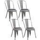 Industrial Dining Chair Slat Back Chair with 4 Metal Legs for Home Use Silver Faux Leather 4 Piece Set Clearhalo ' kitchen&dining_furn' 'Dining Chairs' 'Dining Tables & Seating' 'dining_chair' 'furn' 'furn_dining_chair' 'Furniture' 'furniture_dining_chair' 'Kitchen & Dining Furniture' 'kitchen' 3564365